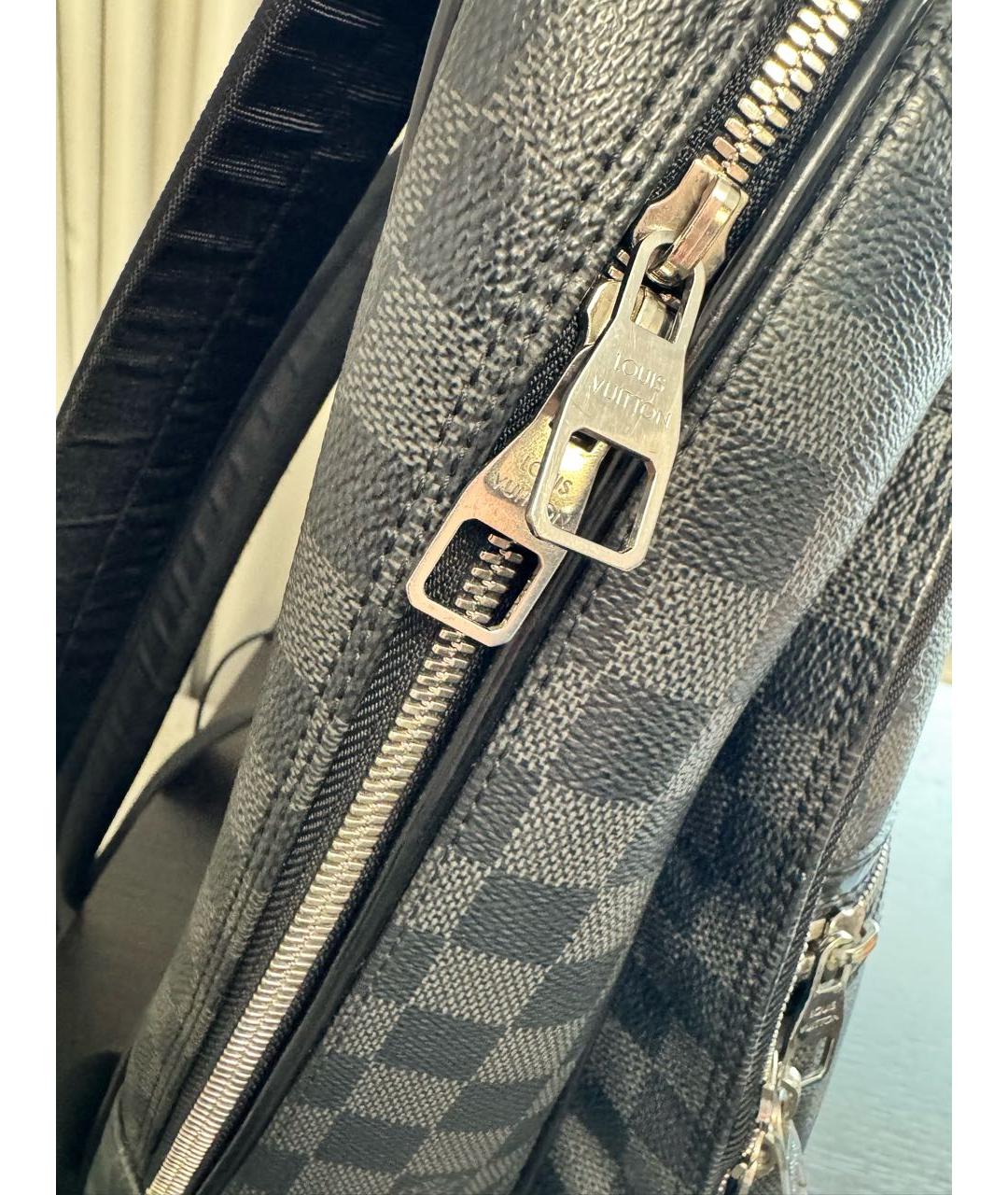 LOUIS VUITTON Антрацитовый кожаный рюкзак, фото 5