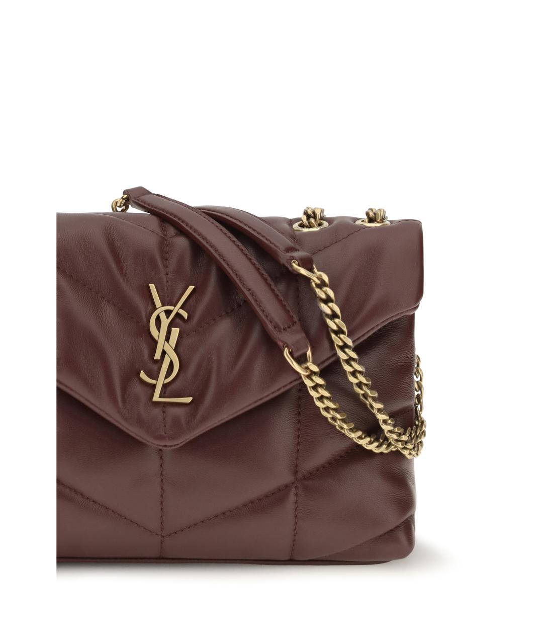 SAINT LAURENT Бордовая кожаная сумка через плечо, фото 4