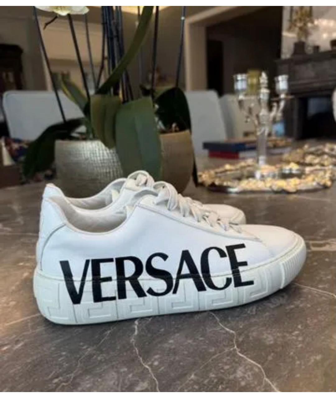 VERSACE Белые кожаные кеды, фото 6