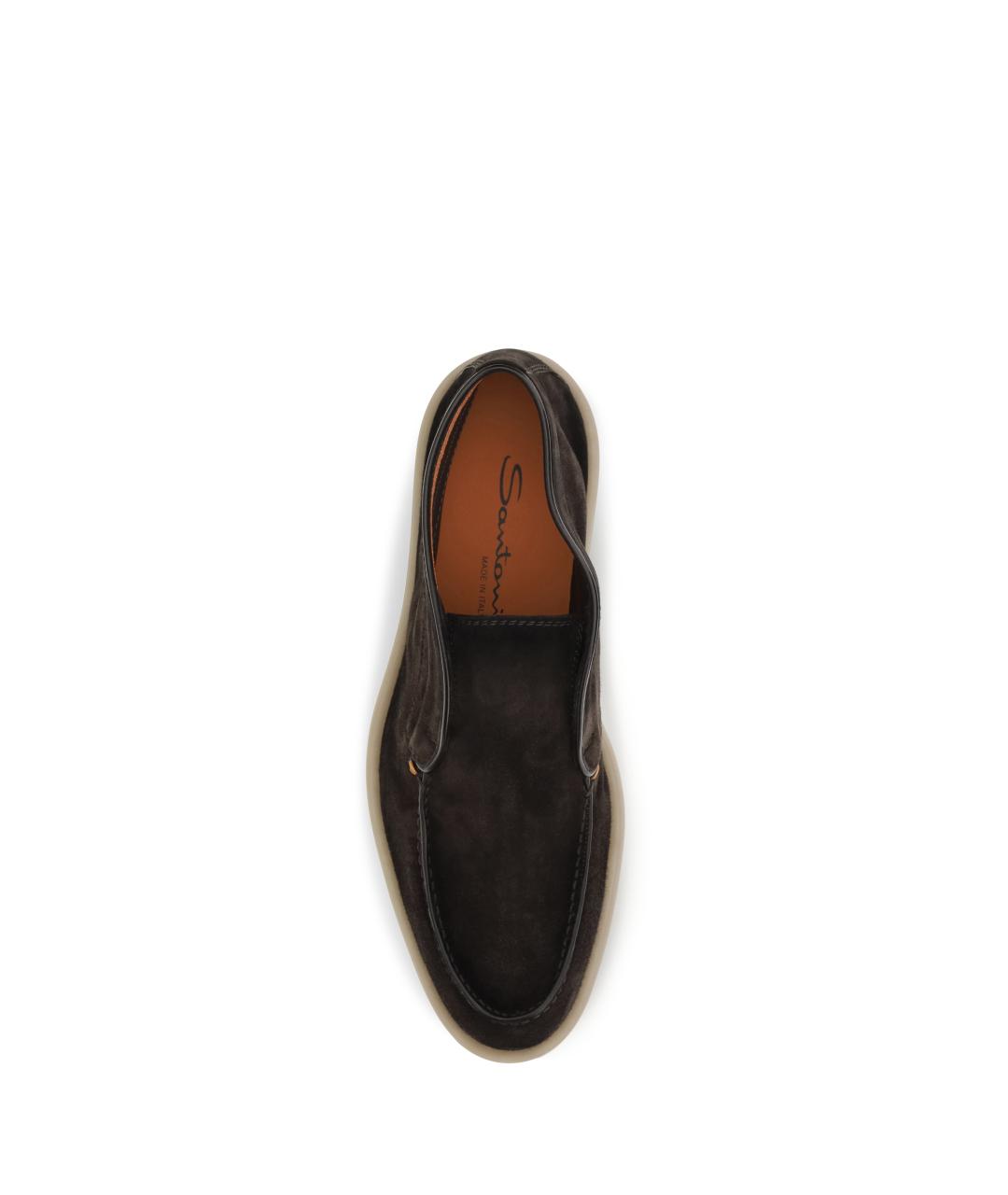 SANTONI Коричневые замшевые низкие ботинки, фото 4