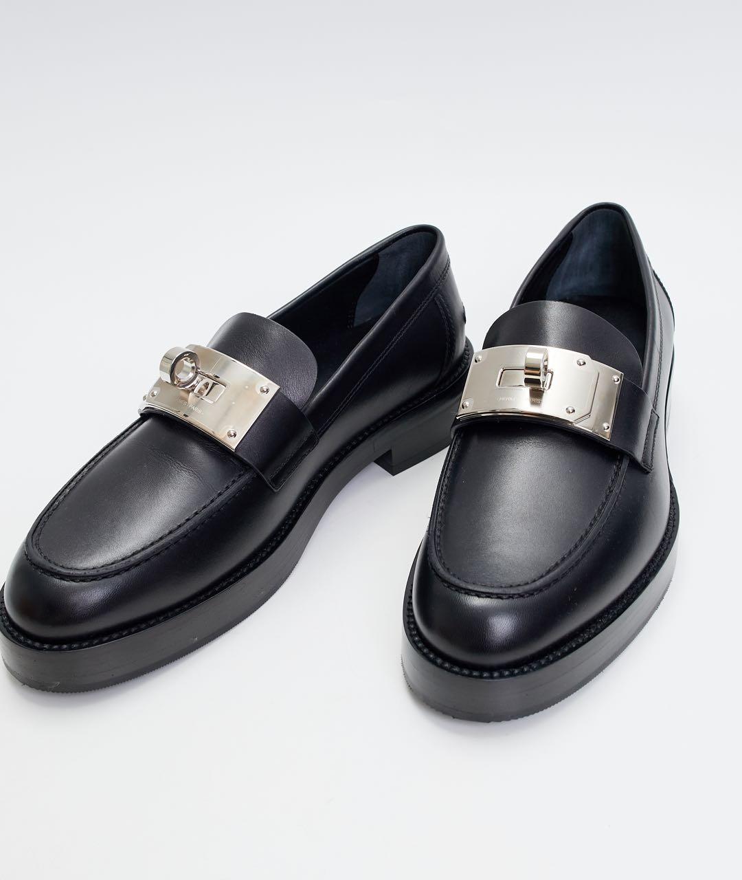 HERMES Черные кожаные лоферы, фото 7