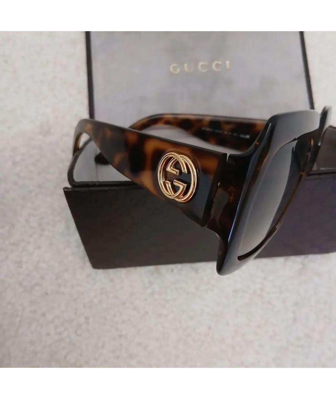 GUCCI Коричневые пластиковые солнцезащитные очки, фото 3