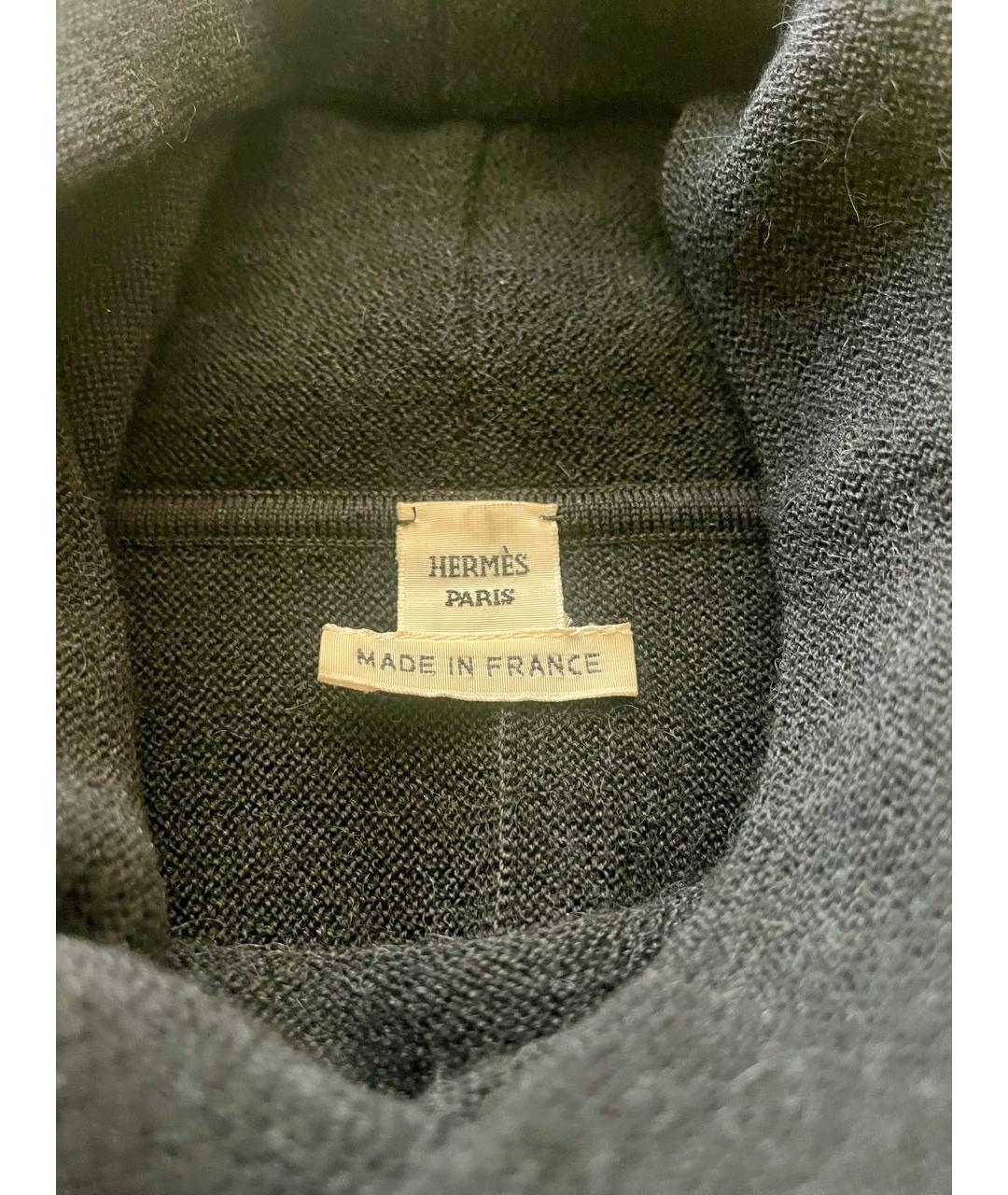HERMES Черное шерстяное повседневное платье, фото 3