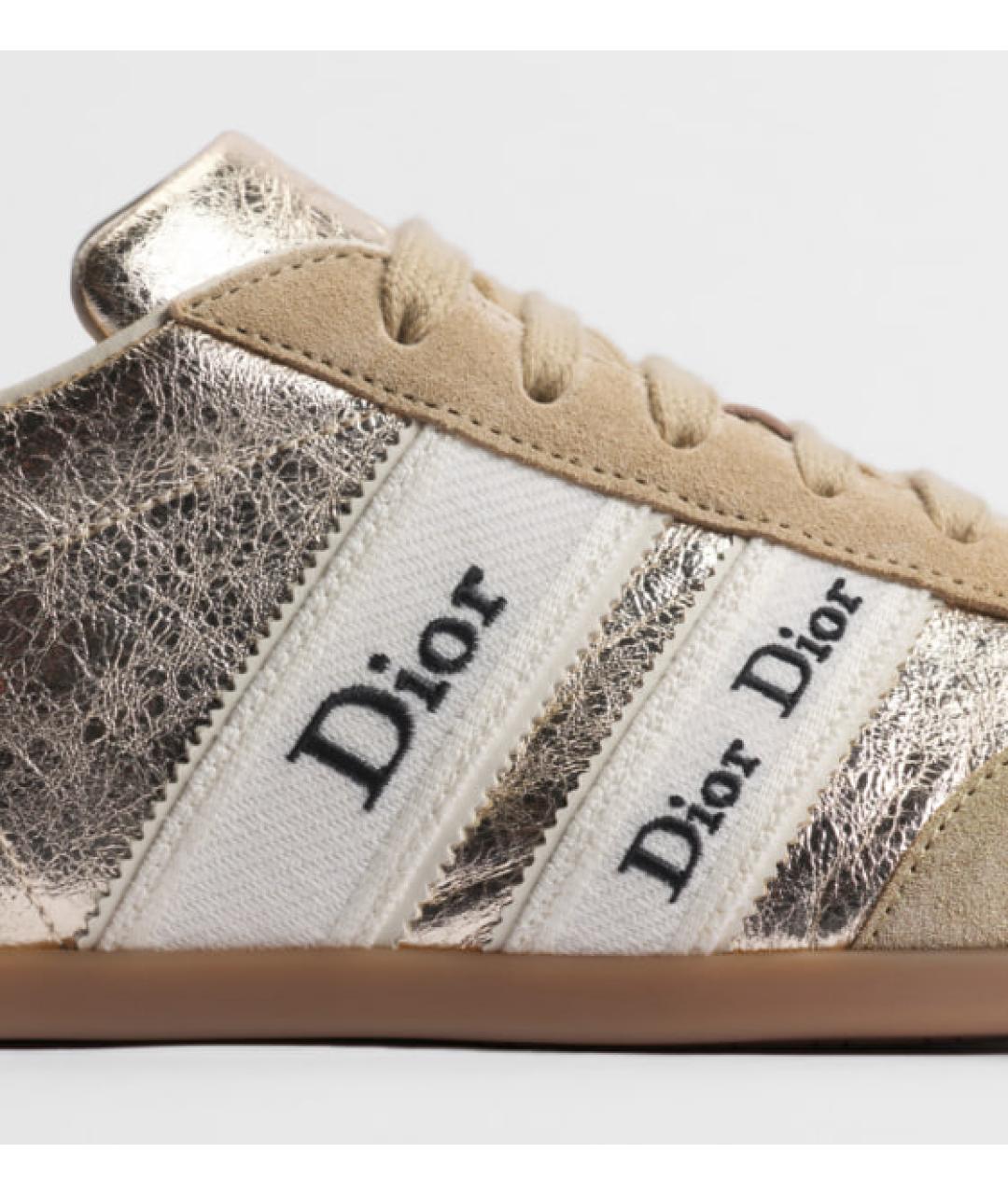 CHRISTIAN DIOR Золотые кожаные кеды, фото 3