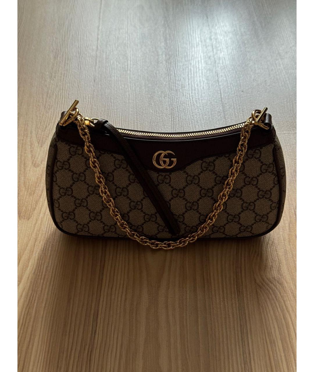 GUCCI Бежевая сумка с короткими ручками из канвы, фото 3