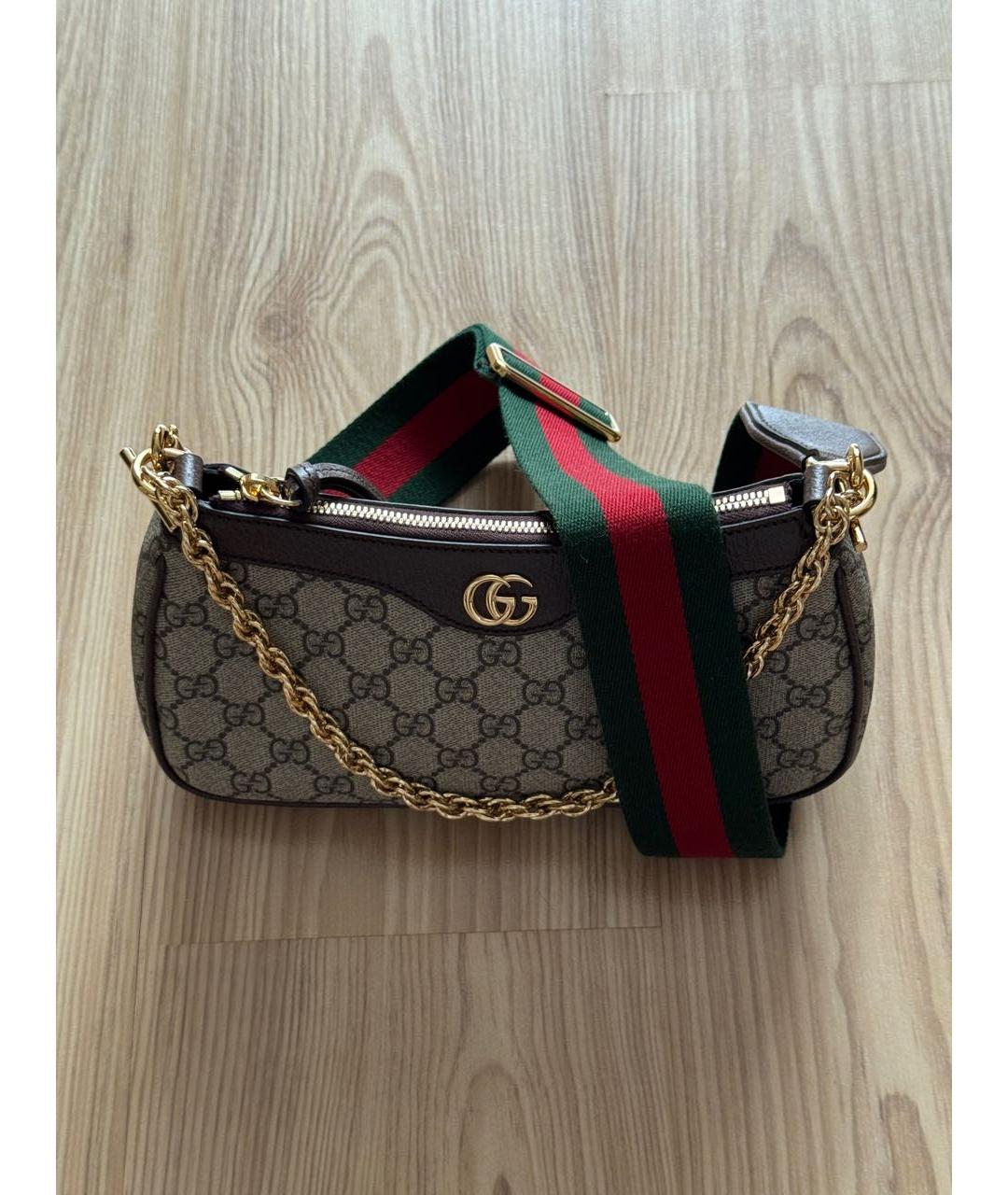GUCCI Бежевая сумка с короткими ручками из канвы, фото 2