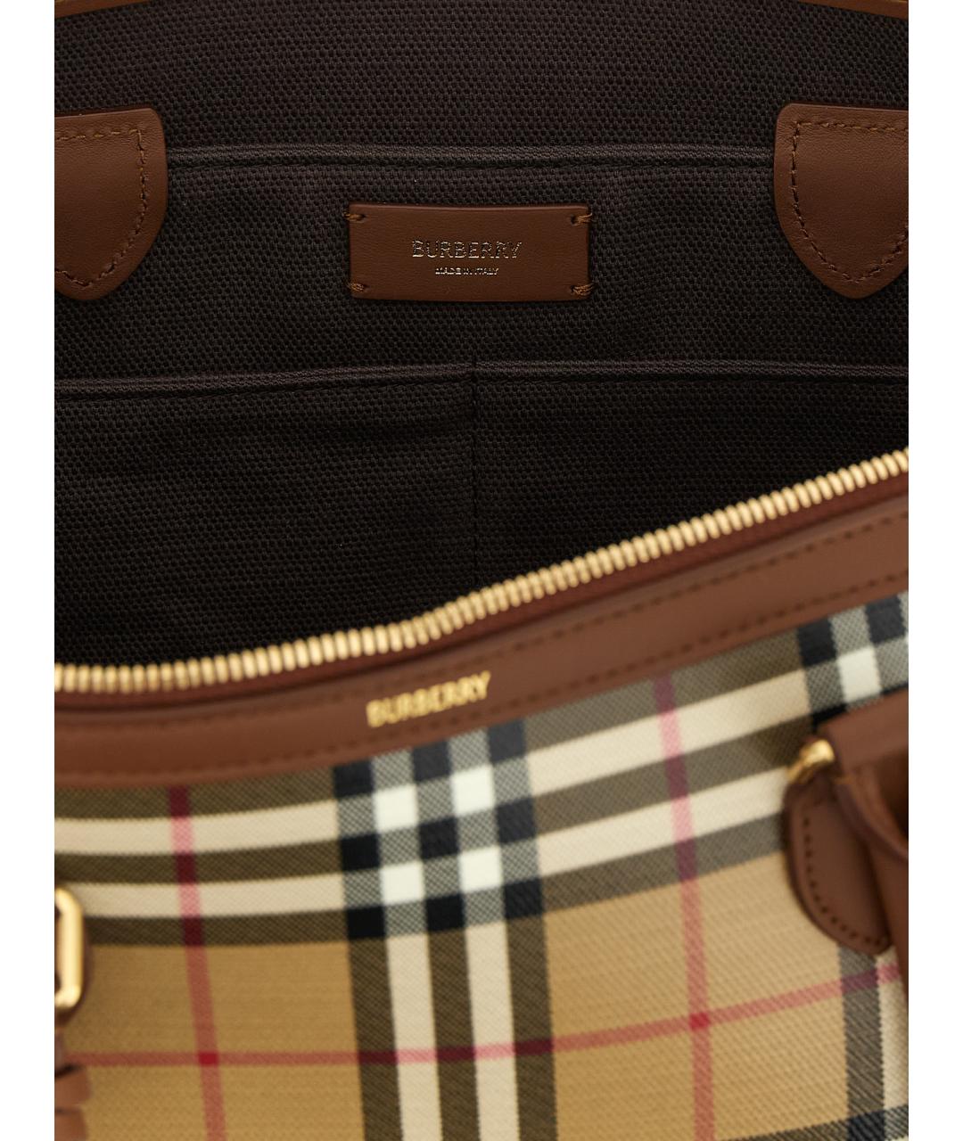 BURBERRY Бежевая сумка тоут из канвы, фото 4