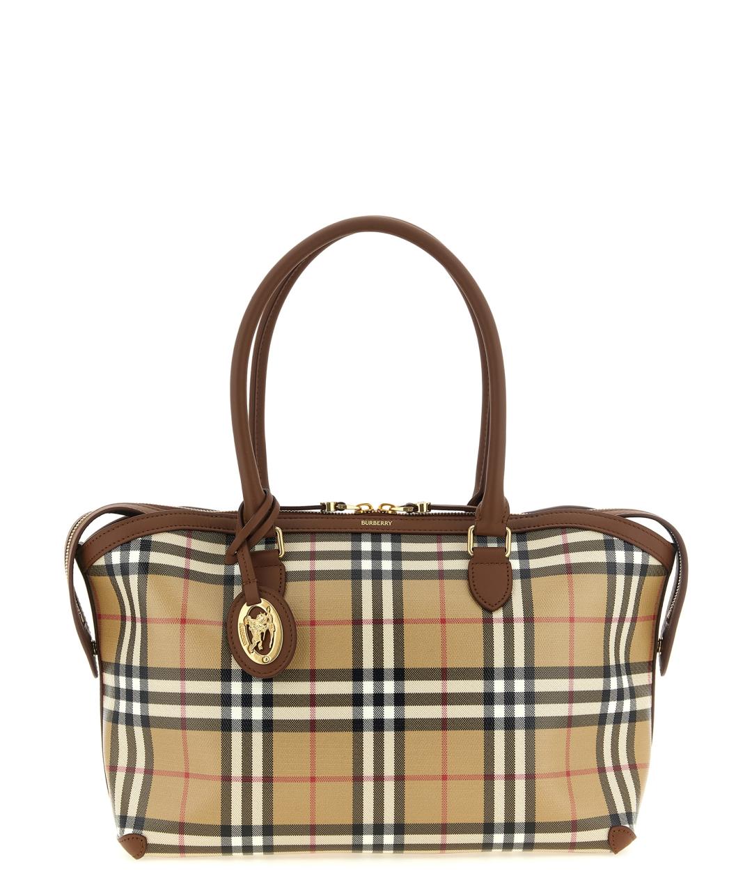 BURBERRY Бежевая сумка тоут из канвы, фото 1