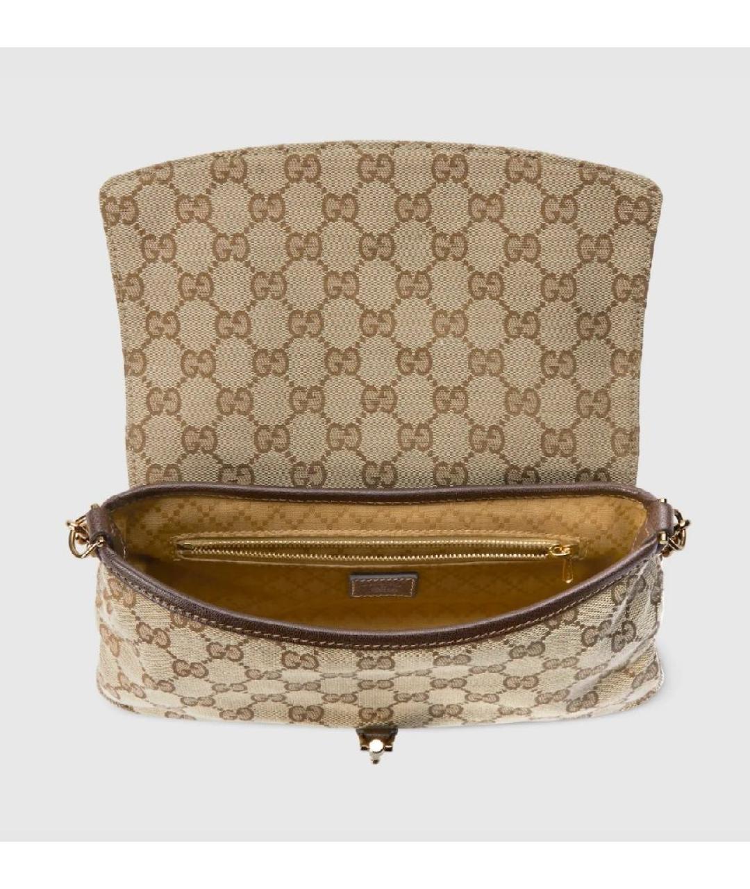 GUCCI Бежевая кожаная сумка через плечо, фото 4