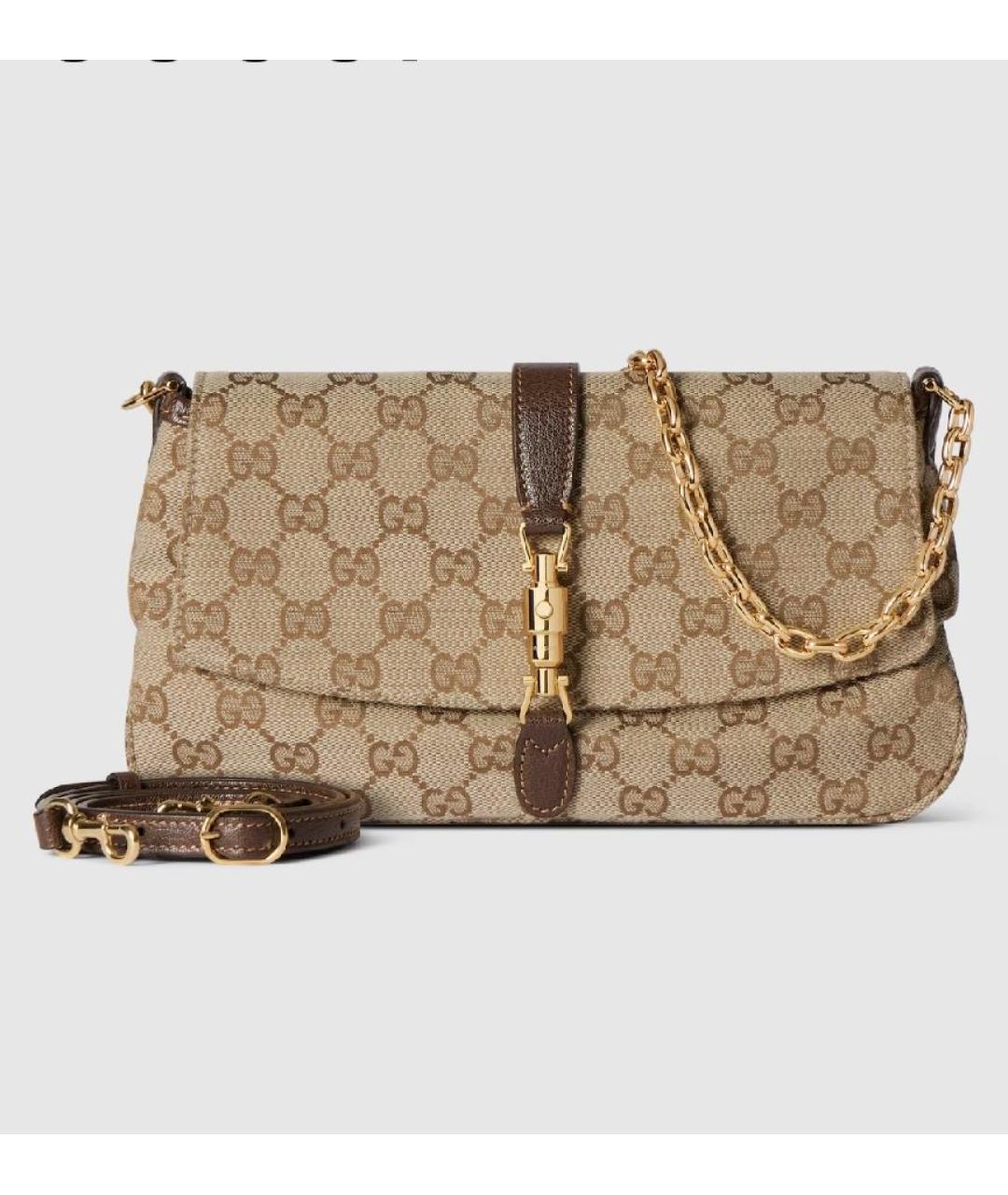GUCCI Бежевая кожаная сумка через плечо, фото 7