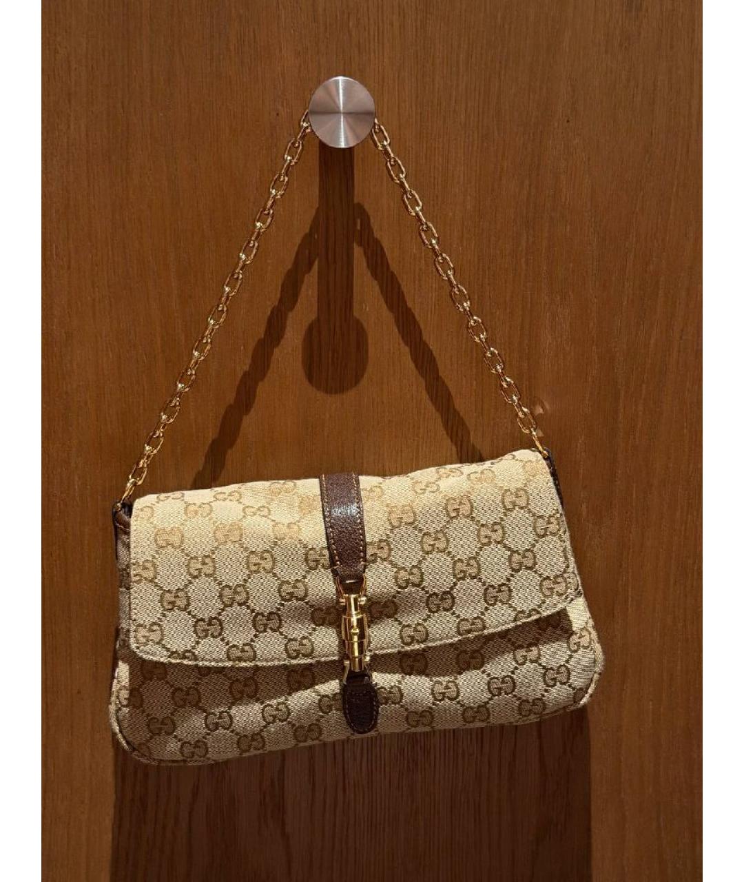 GUCCI Бежевая кожаная сумка через плечо, фото 6