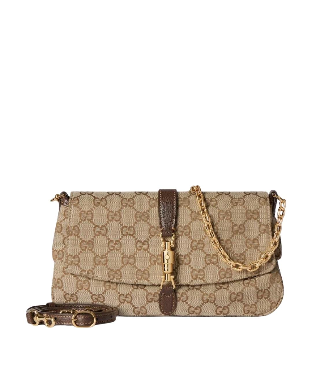 GUCCI Бежевая кожаная сумка через плечо, фото 1