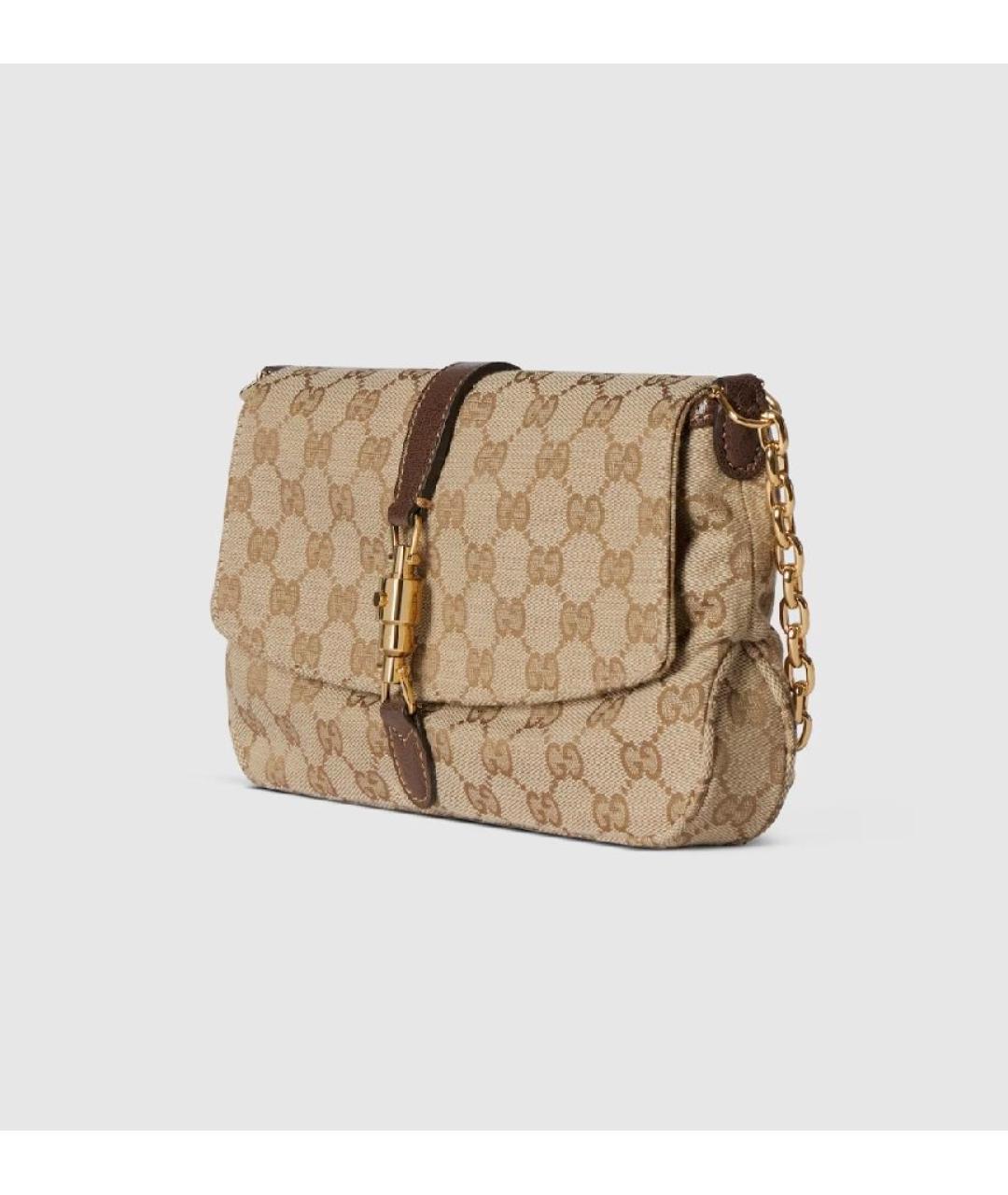 GUCCI Бежевая кожаная сумка через плечо, фото 2