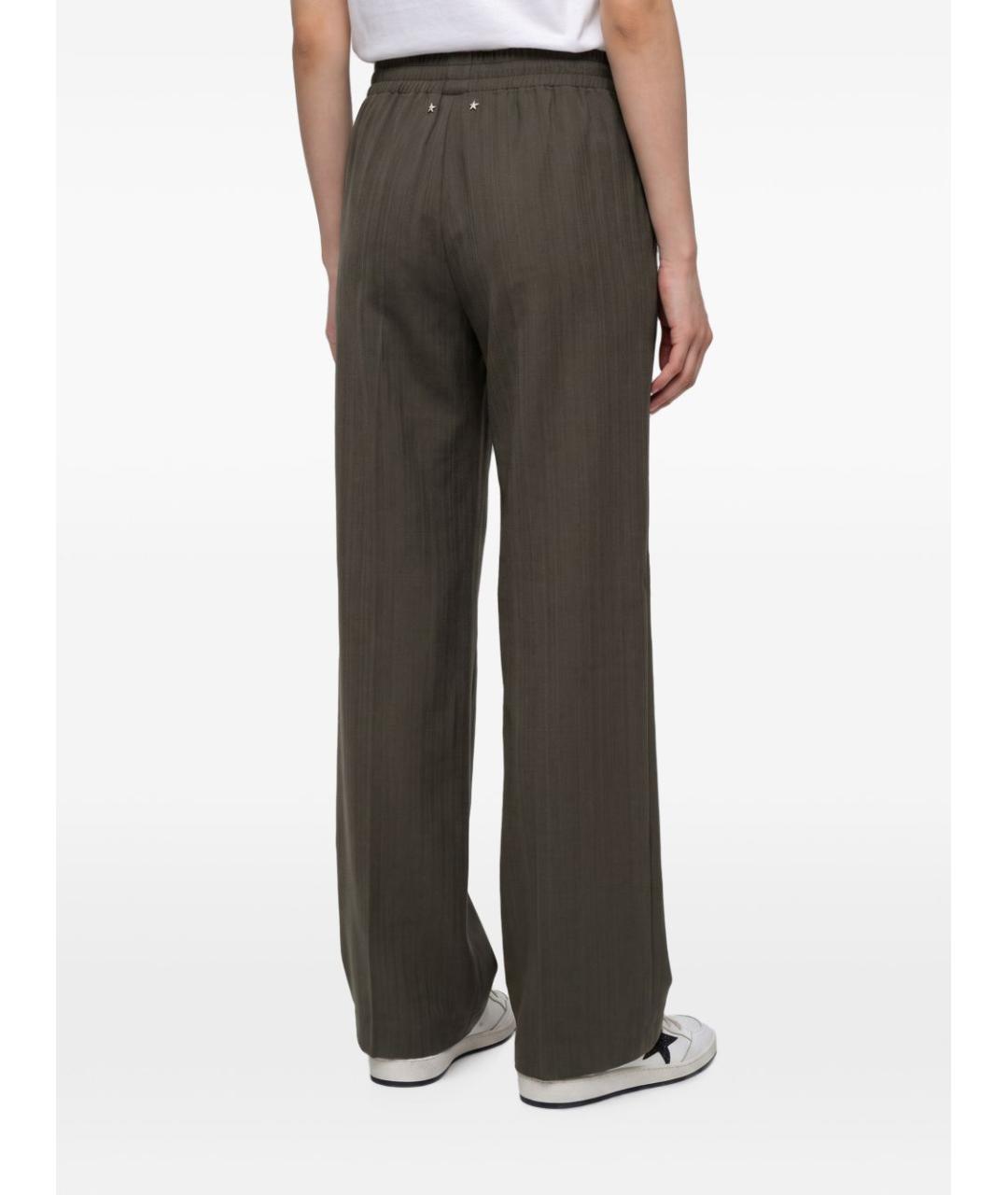 GOLDEN GOOSE Зеленые шерстяные прямые брюки, фото 3