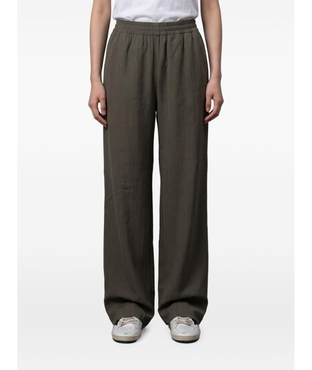 GOLDEN GOOSE Зеленые шерстяные прямые брюки, фото 1