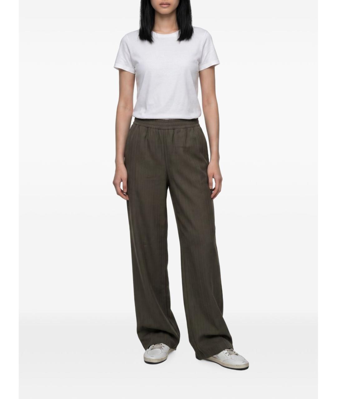 GOLDEN GOOSE Зеленые шерстяные прямые брюки, фото 2