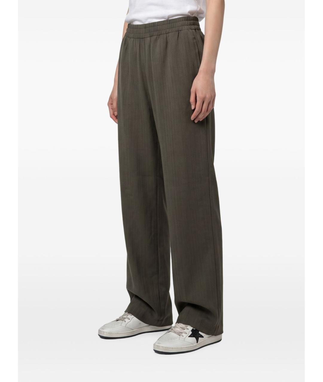 GOLDEN GOOSE Зеленые шерстяные прямые брюки, фото 4