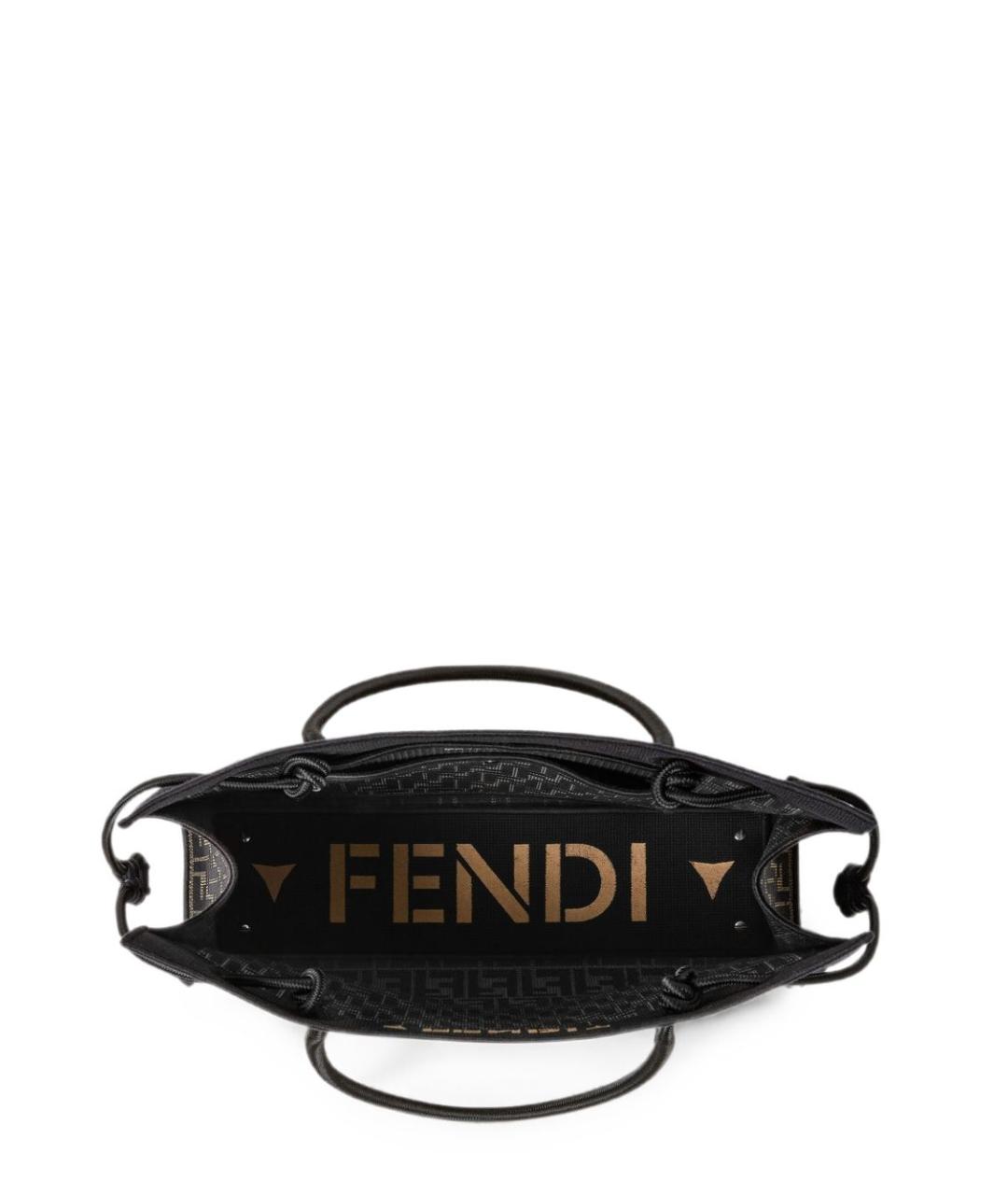 FENDI Коричневая тканевая сумка тоут, фото 3