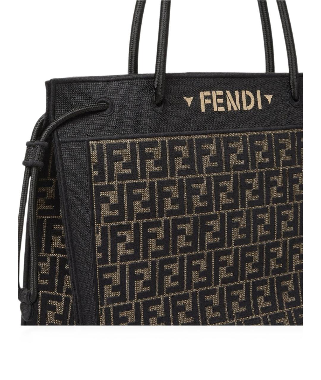 FENDI Коричневая тканевая сумка тоут, фото 2