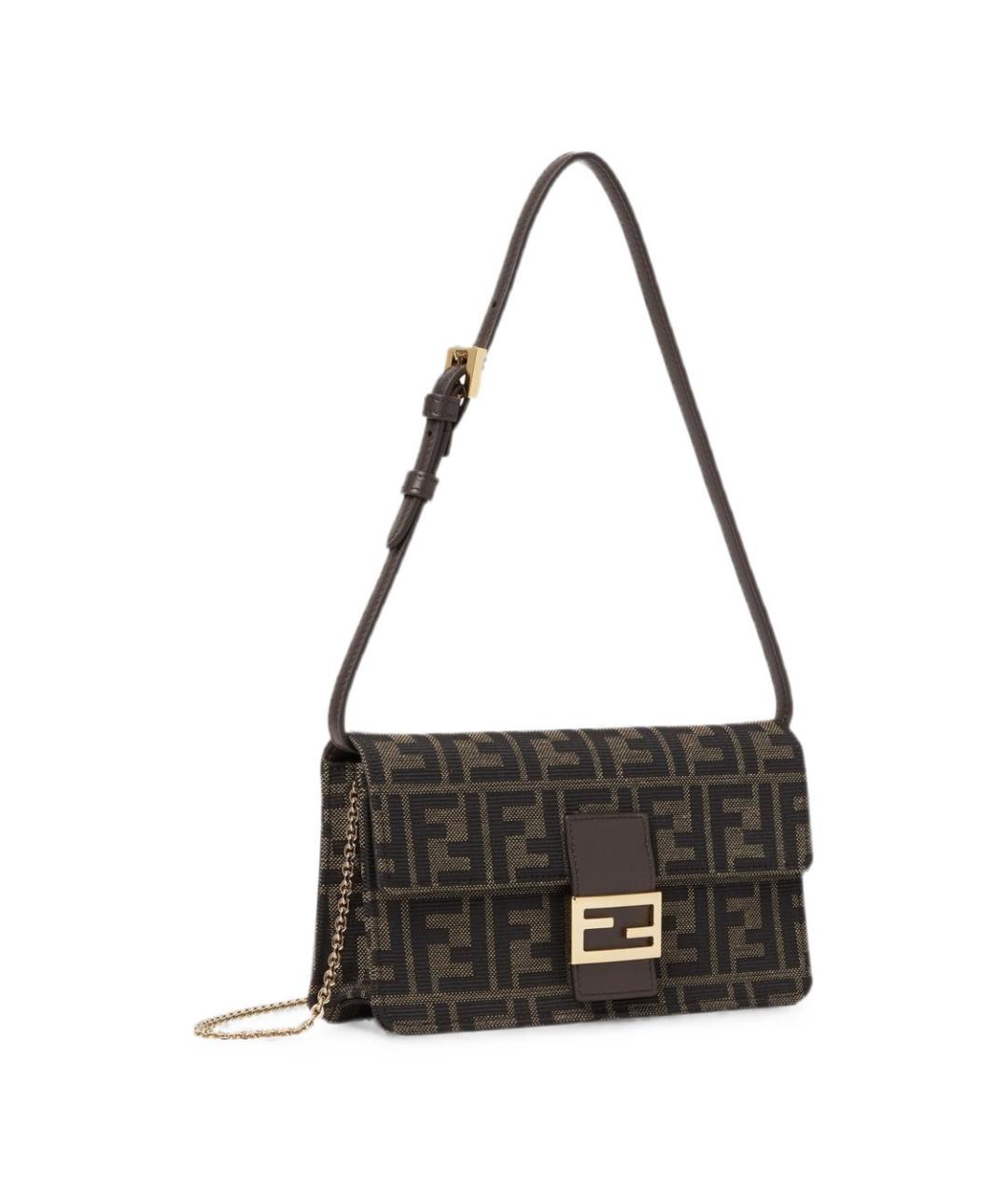 FENDI Коричневая тканевая сумка через плечо, фото 4