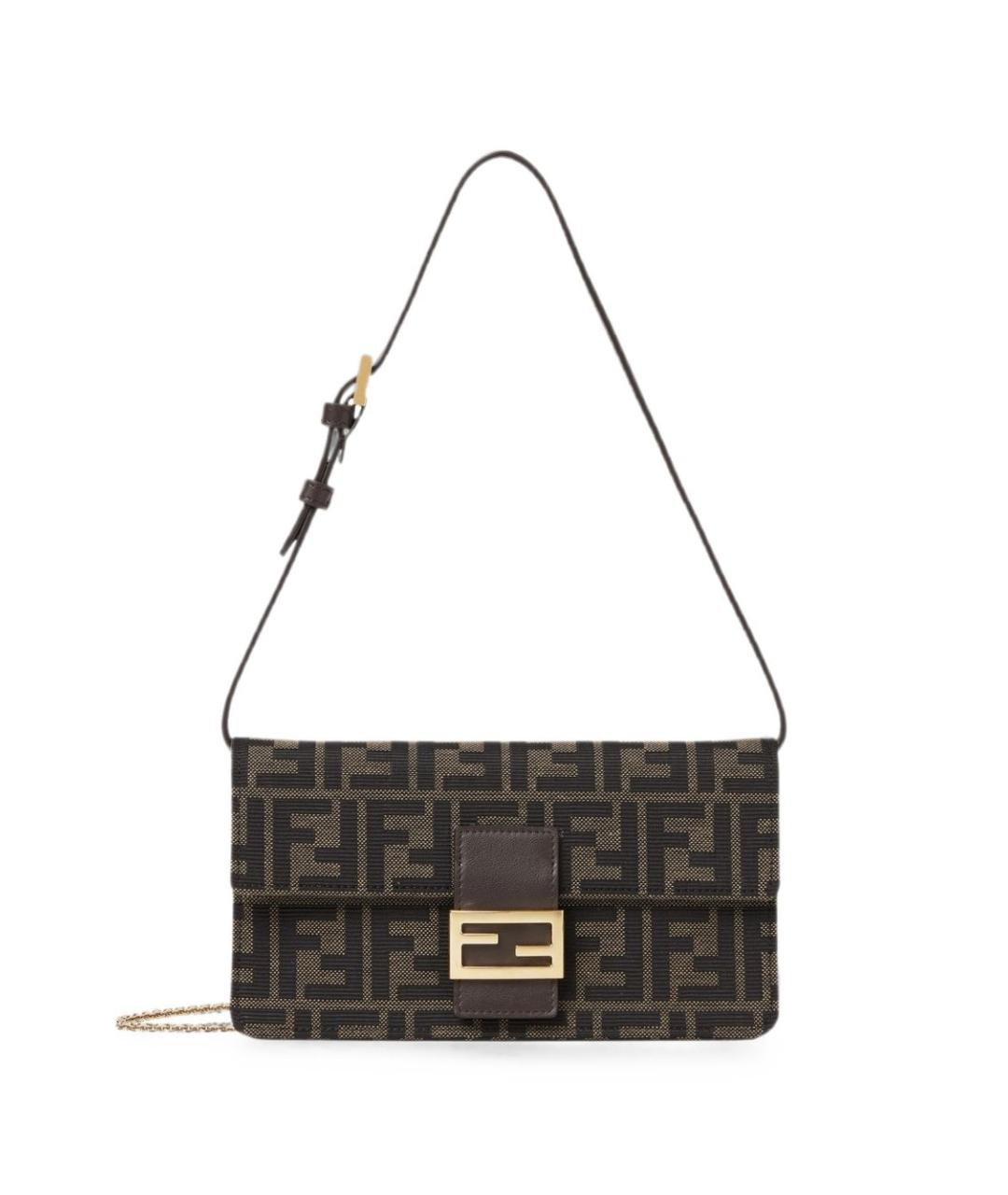 FENDI Коричневая тканевая сумка через плечо, фото 1