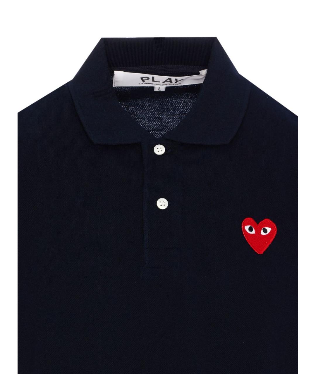 COMME DES GARÇONS Синее хлопковое поло с коротким рукавом, фото 4