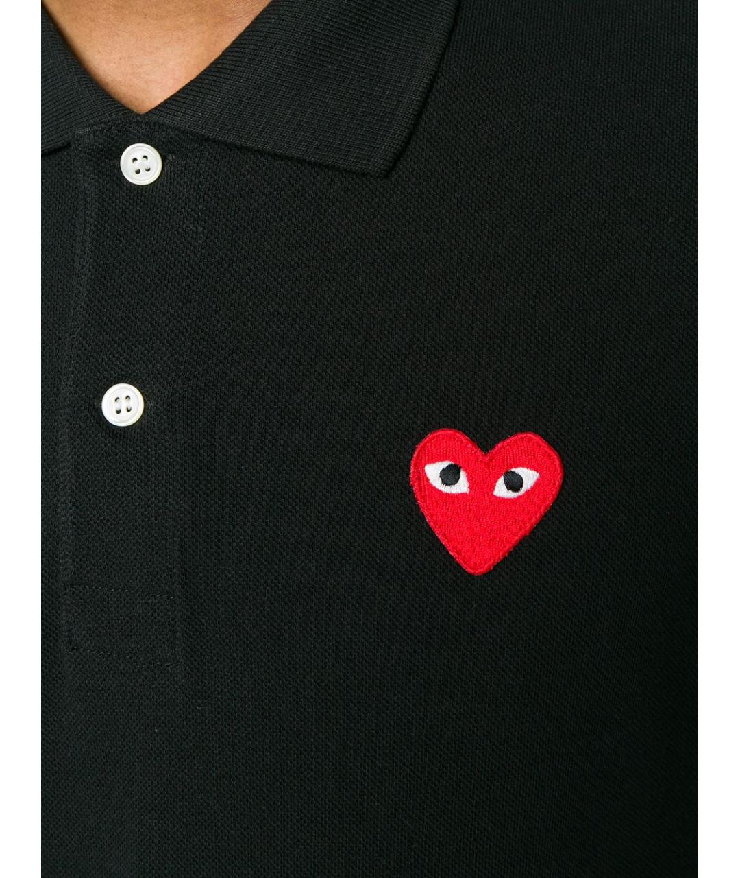 COMME DES GARÇONS Черное хлопковое поло с коротким рукавом, фото 3