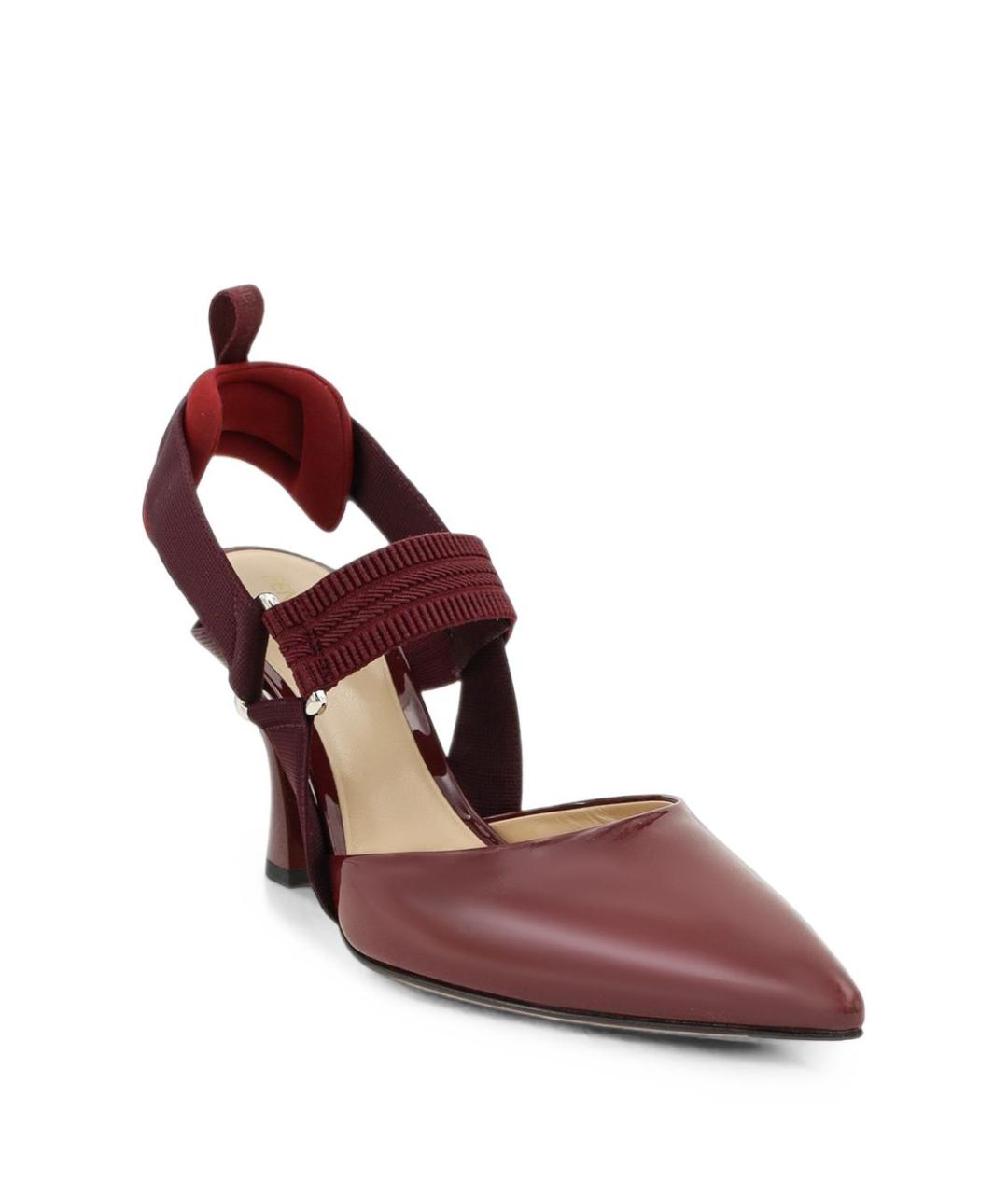 FENDI Бордовые кожаные туфли, фото 3