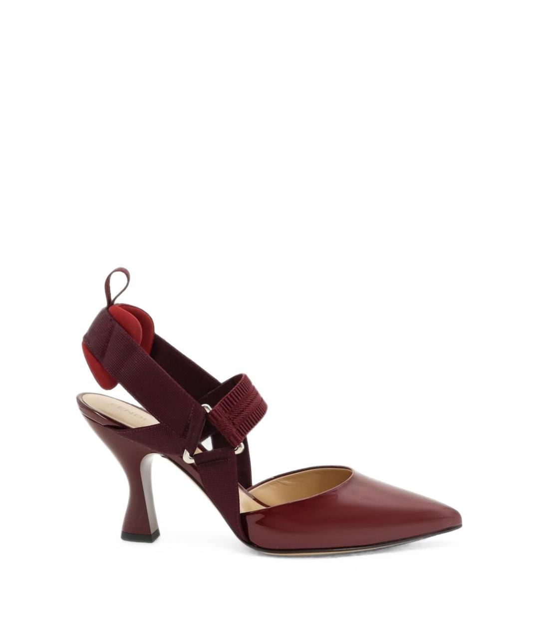 FENDI Бордовые кожаные туфли, фото 1