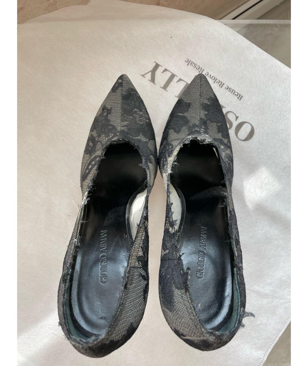 GIORGIO ARMANI Черные текстильные туфли, фото 3