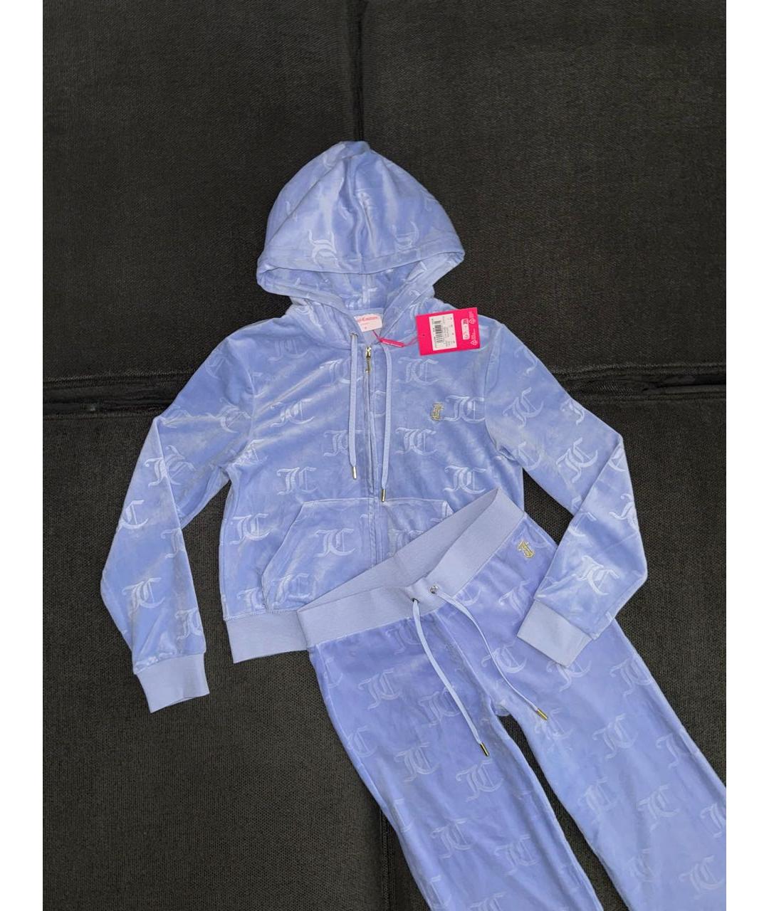 JUICY COUTURE Фиолетовый велюровый костюм с брюками, фото 6