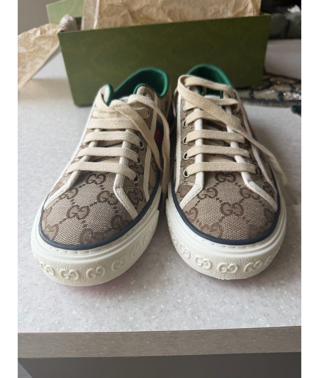 GUCCI Хаки текстильные кеды, фото 2