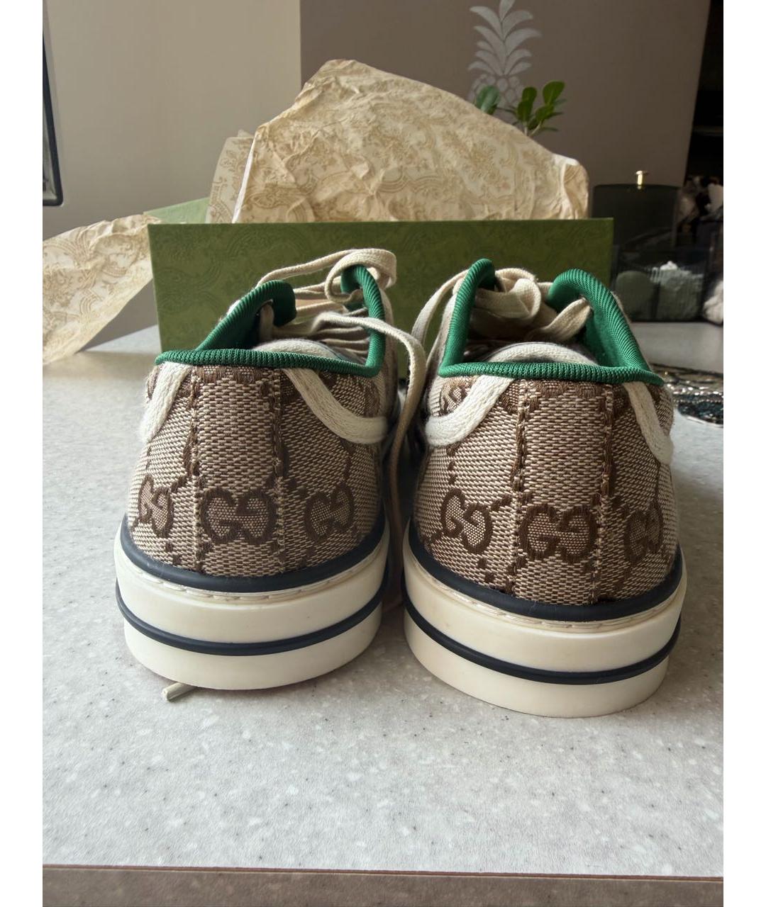 GUCCI Хаки текстильные кеды, фото 4