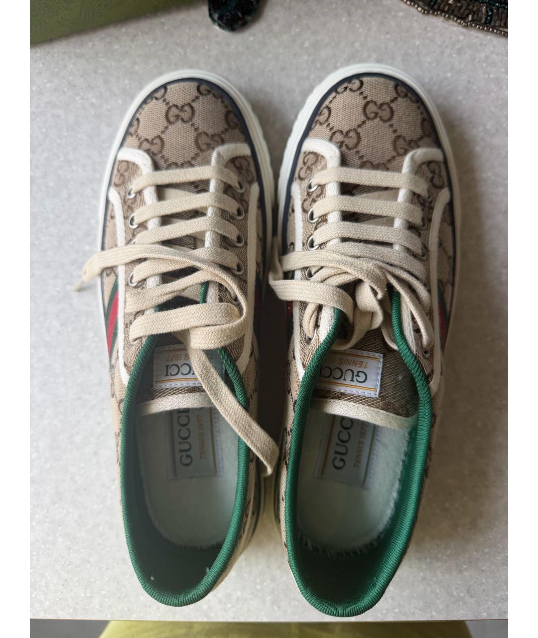 GUCCI Хаки текстильные кеды, фото 3