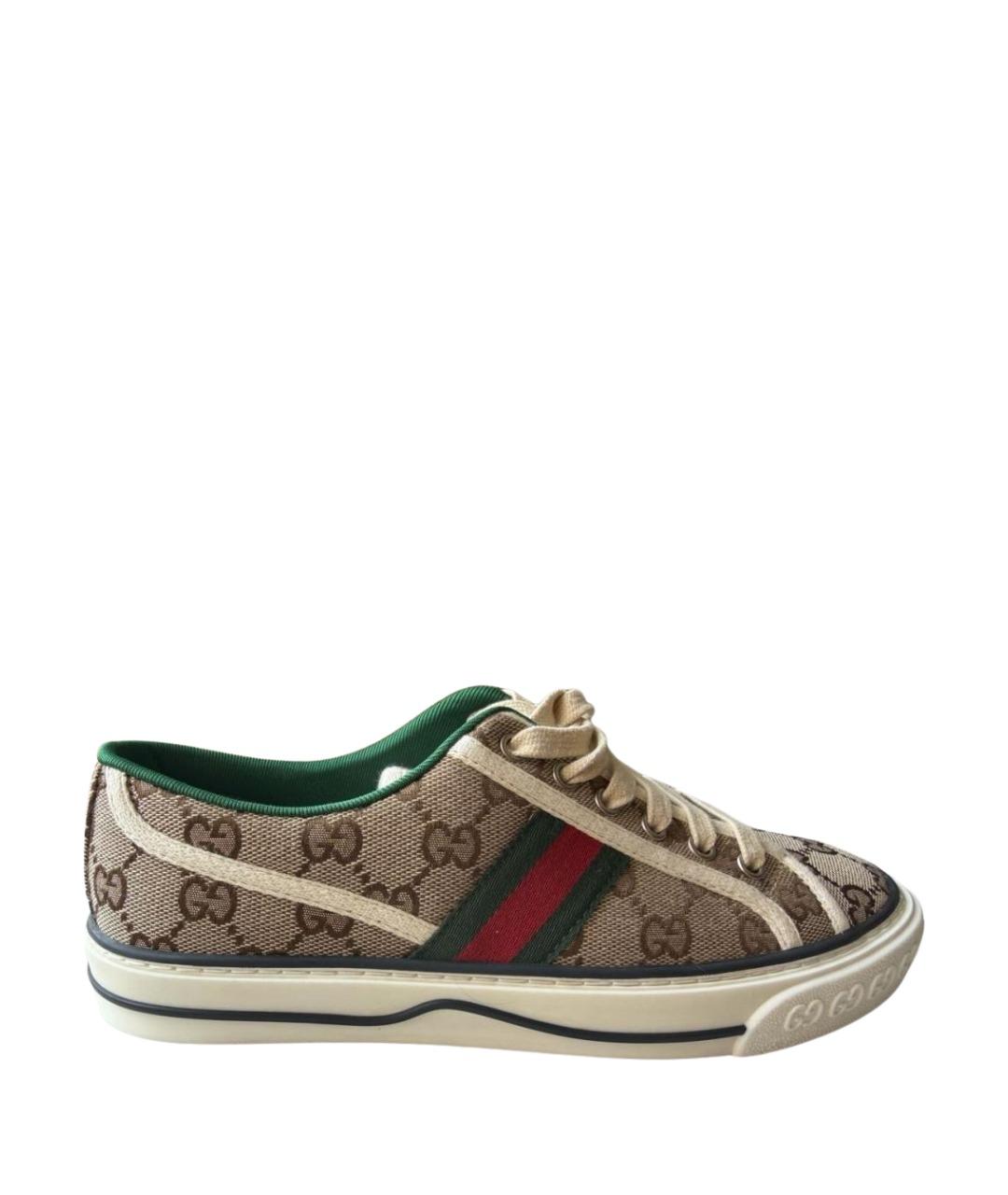 GUCCI Хаки текстильные кеды, фото 1