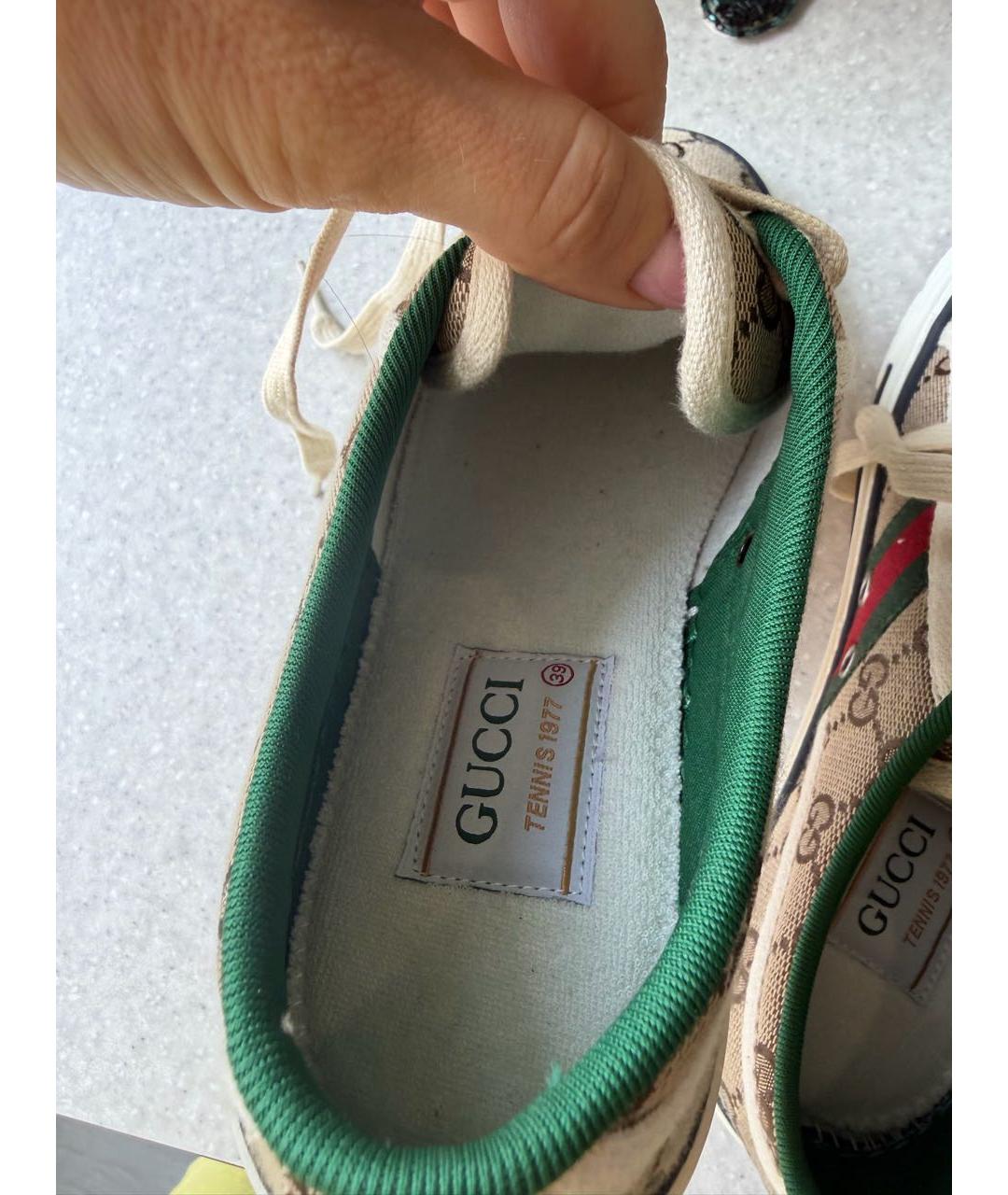 GUCCI Хаки текстильные кеды, фото 6