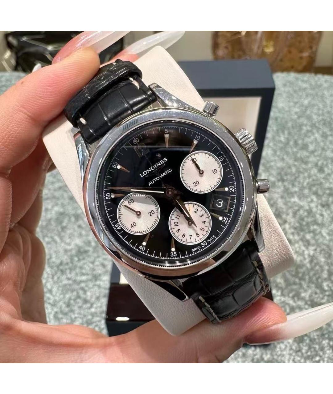 LONGINES Черные часы, фото 4