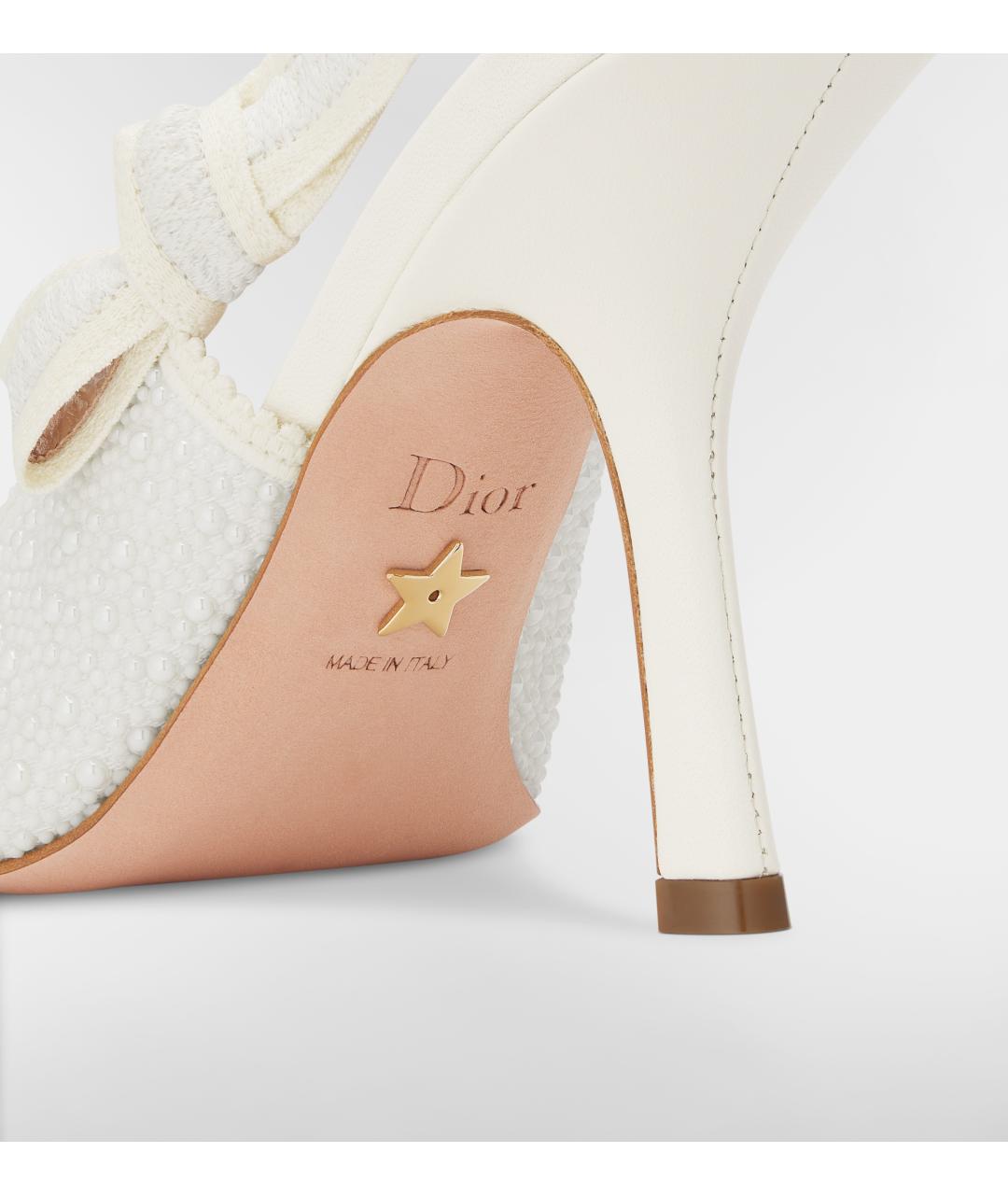 CHRISTIAN DIOR Белые текстильные босоножки, фото 4