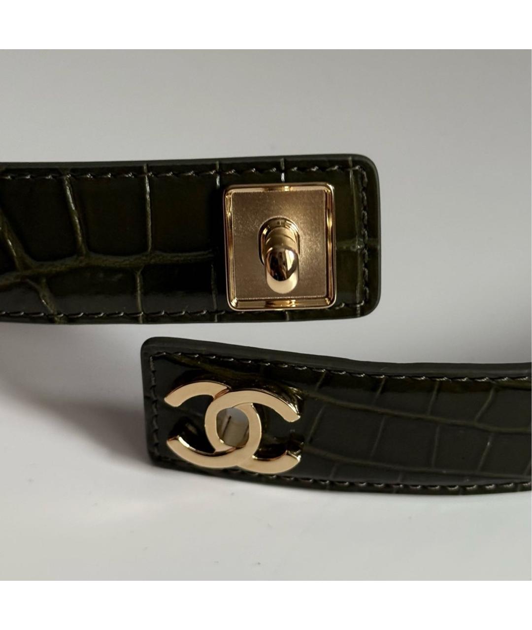 CHANEL Хаки кожаный ремень, фото 2