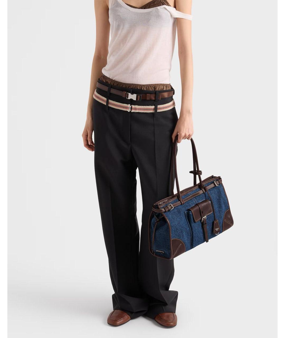 PRADA Темно-синяя деним сумка тоут, фото 2