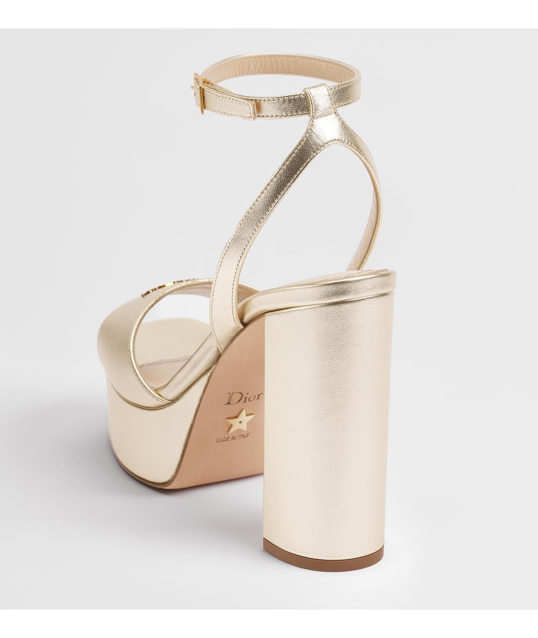 CHRISTIAN DIOR Золотые кожаные босоножки, фото 3