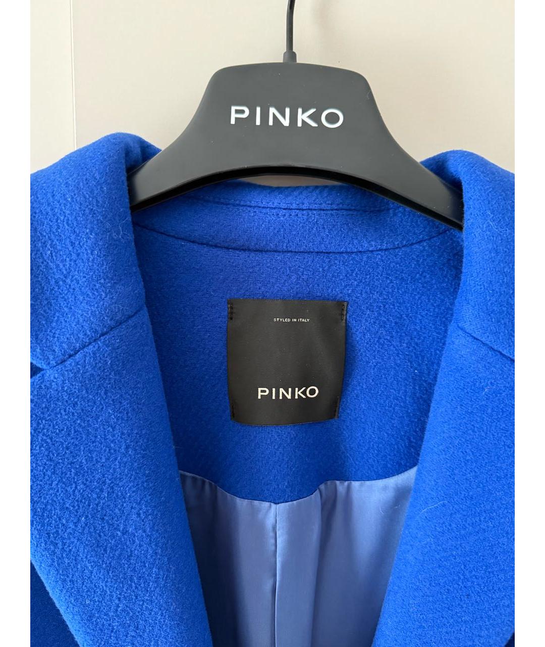 PINKO Синее шерстяное пальто, фото 4