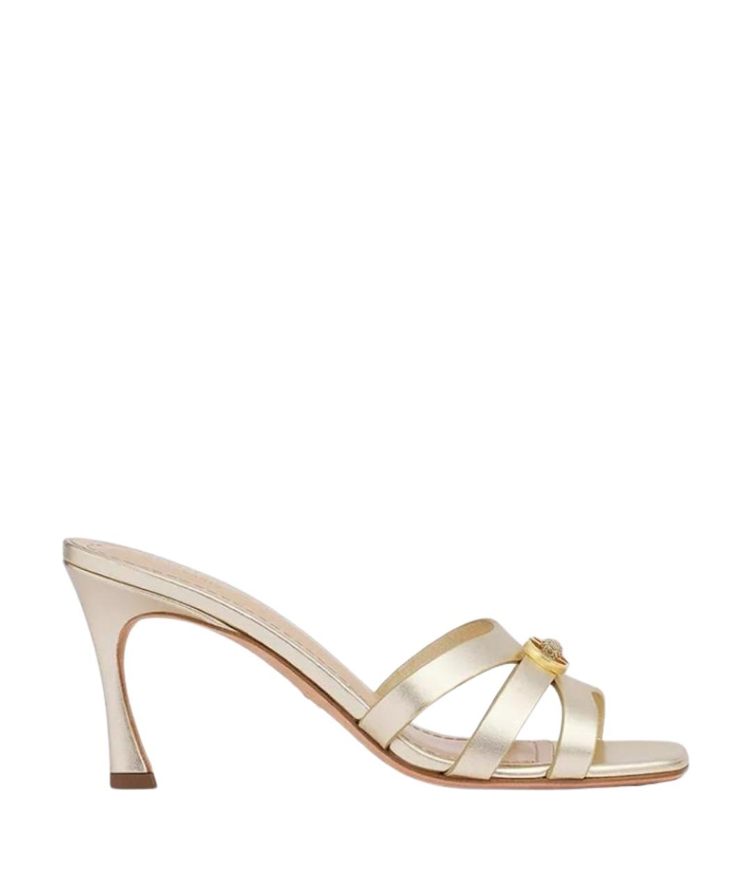 CHRISTIAN DIOR Золотые кожаные мюли, фото 1