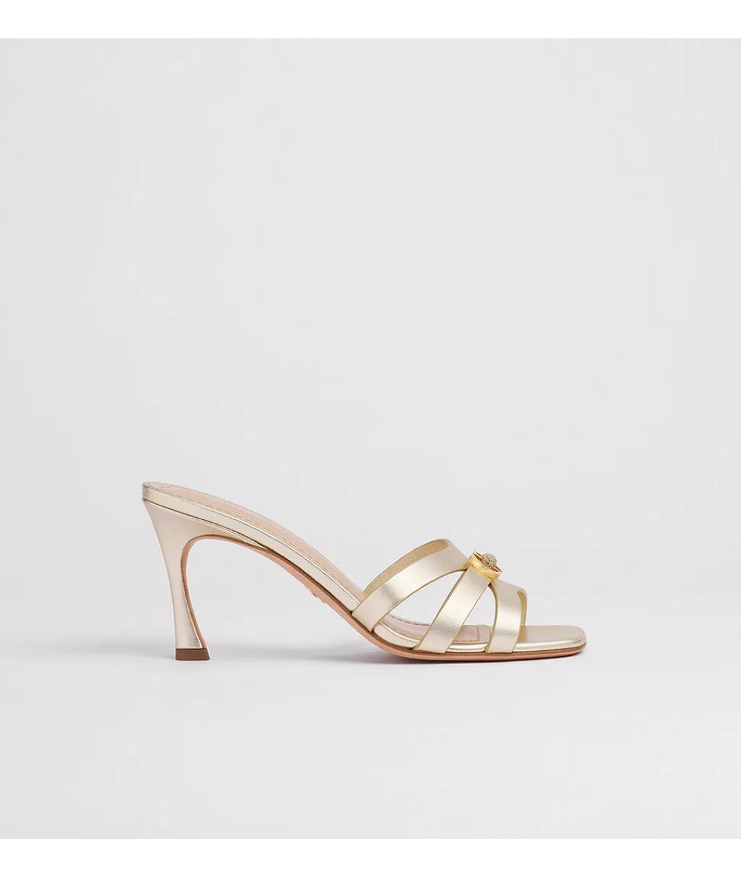 CHRISTIAN DIOR Золотые кожаные мюли, фото 4