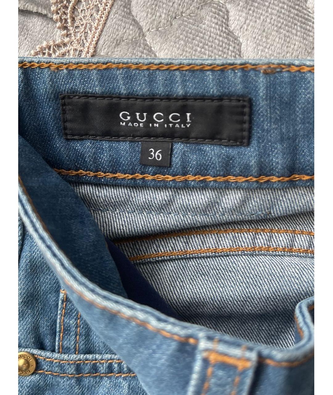GUCCI Синие хлопковые джинсы клеш, фото 3
