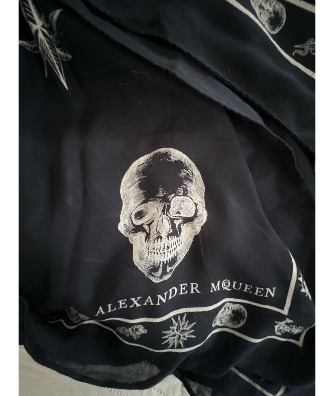 ALEXANDER MCQUEEN Черный хлопковый шарф, фото 3