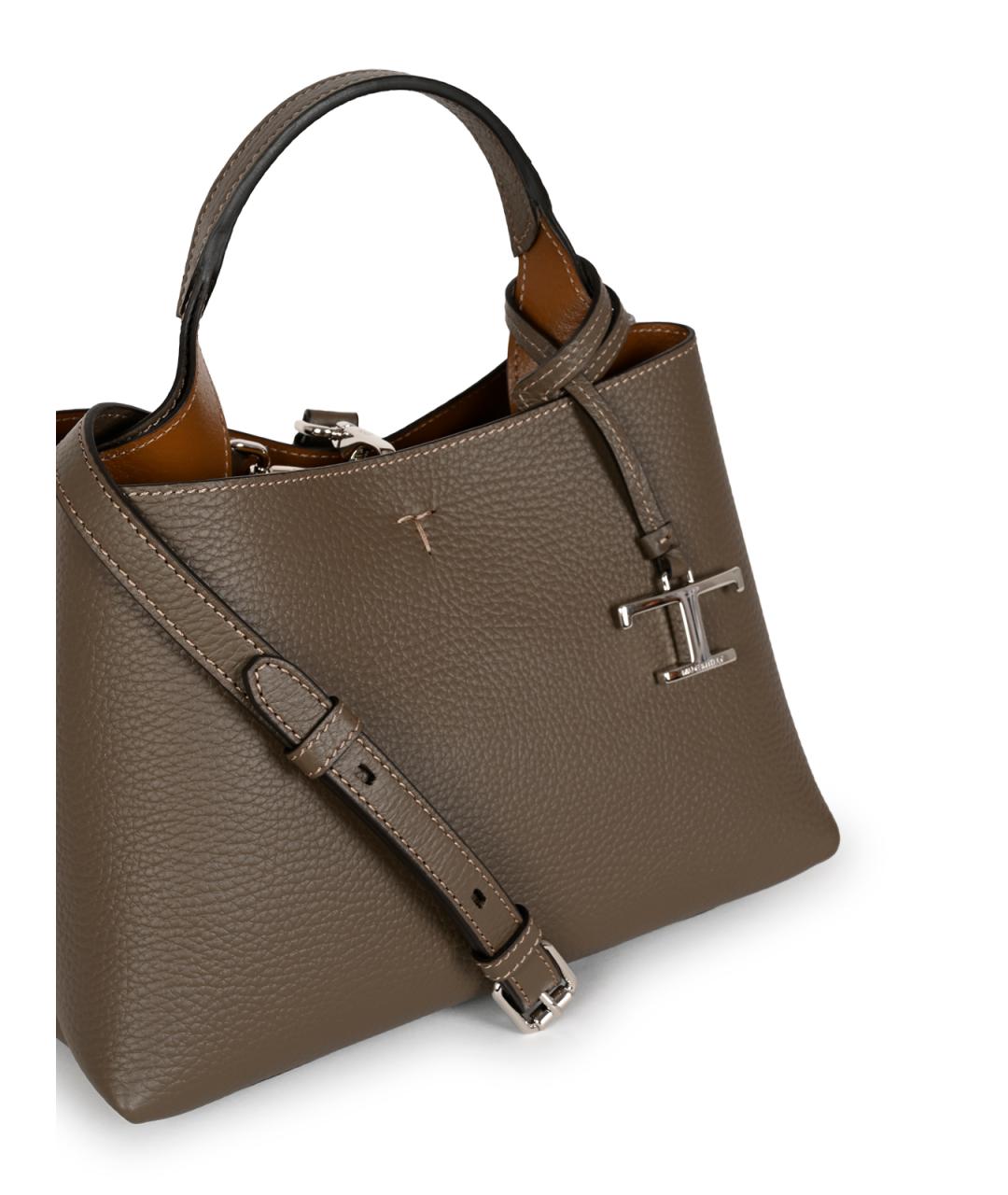 TOD'S Коричневая кожаная сумка тоут, фото 8