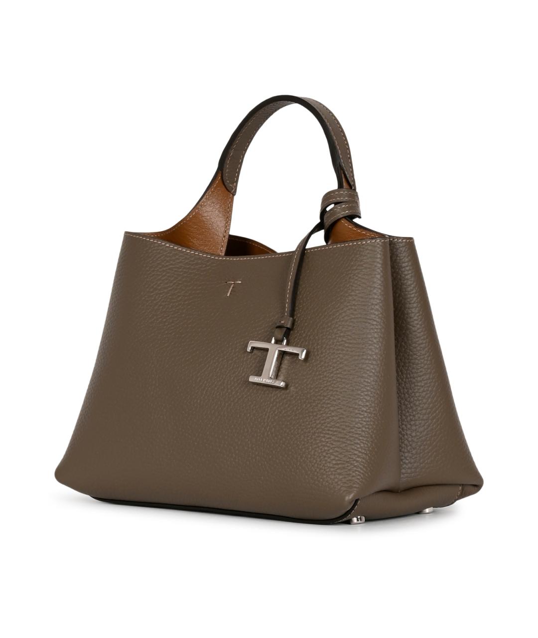 TOD'S Коричневая кожаная сумка тоут, фото 5