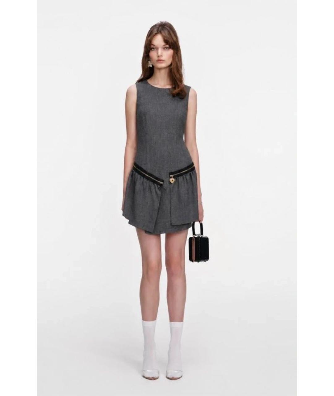 LOVE MOSCHINO Антрацитовое шерстяное повседневное платье, фото 5