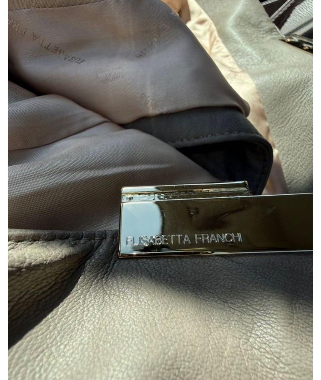 ELISABETTA FRANCHI Серая кожаная куртка, фото 4